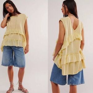 Yellow Free People tunic top